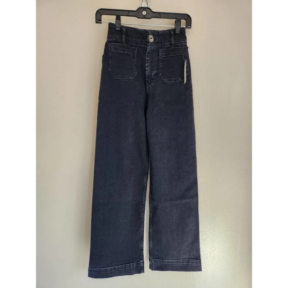 NWT Anthropologie Pilcro The Skipper Wide-Leg Jeans Size 23T Dark Grey - Picture 2 of 15